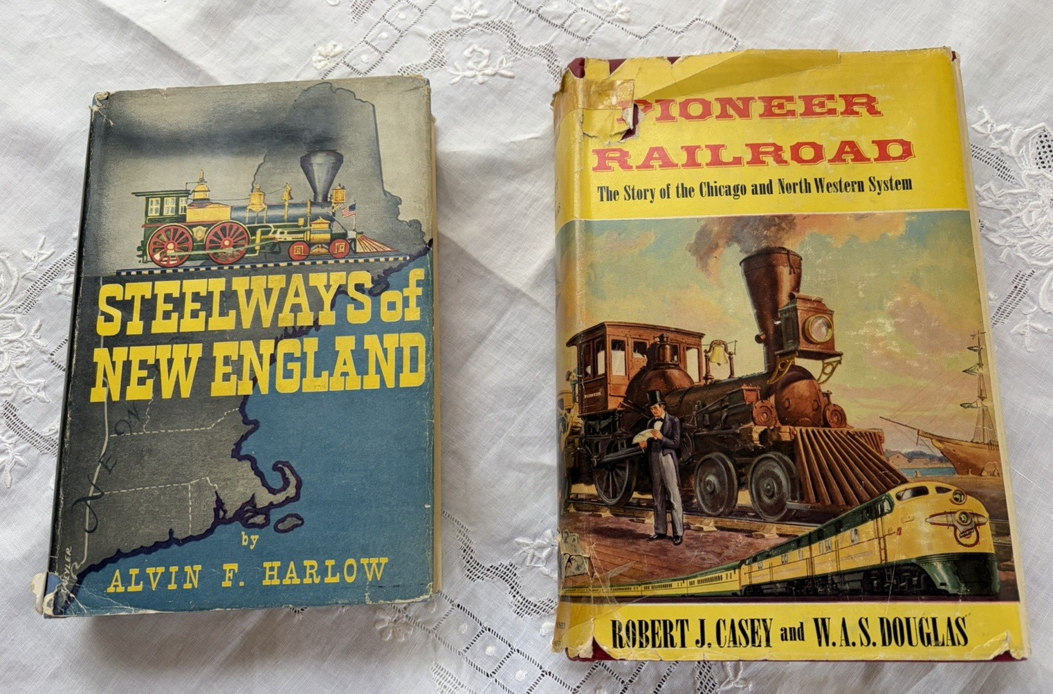 2 Book lot Steelways of New England & Pioneer Railroad Chicago NW System HB DJ