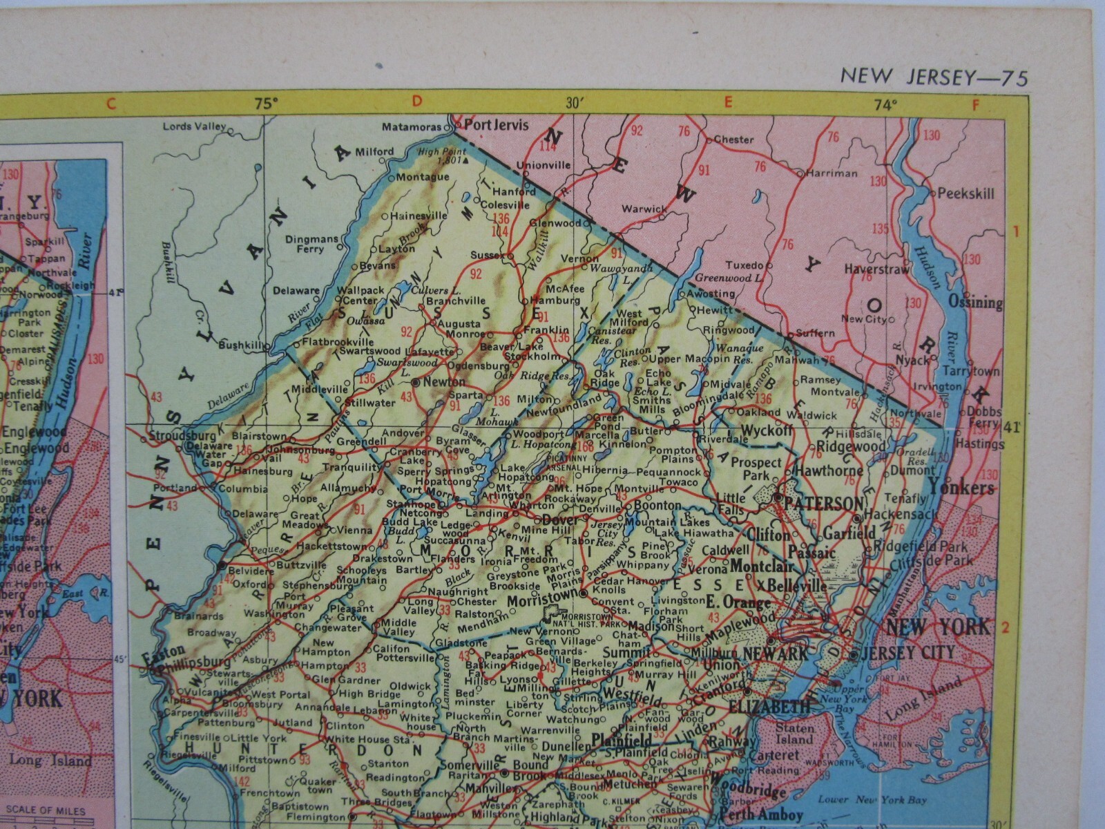 NJ NM Vtg 1952 NEW JERSEY RAILROAD Map. MORRISTOWN & ERIE RR ~or~ NEW MEXICO