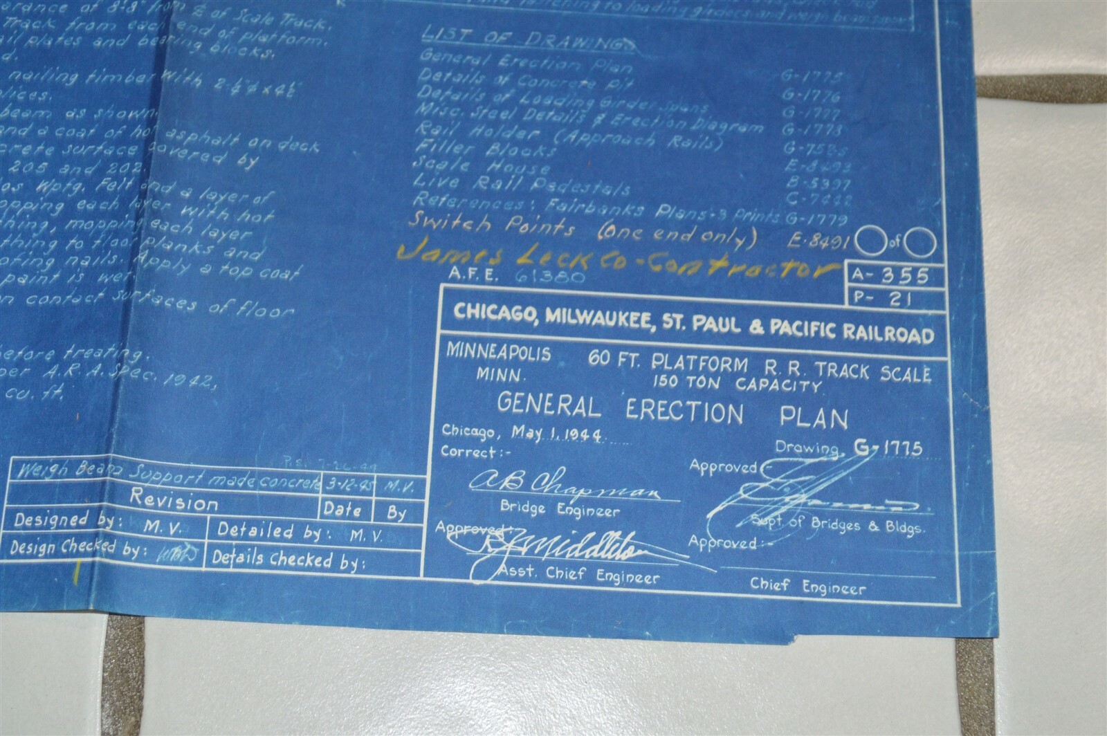 1943-1944 Milwaukee Road Railroad Fairbanks track scale blueprints etc