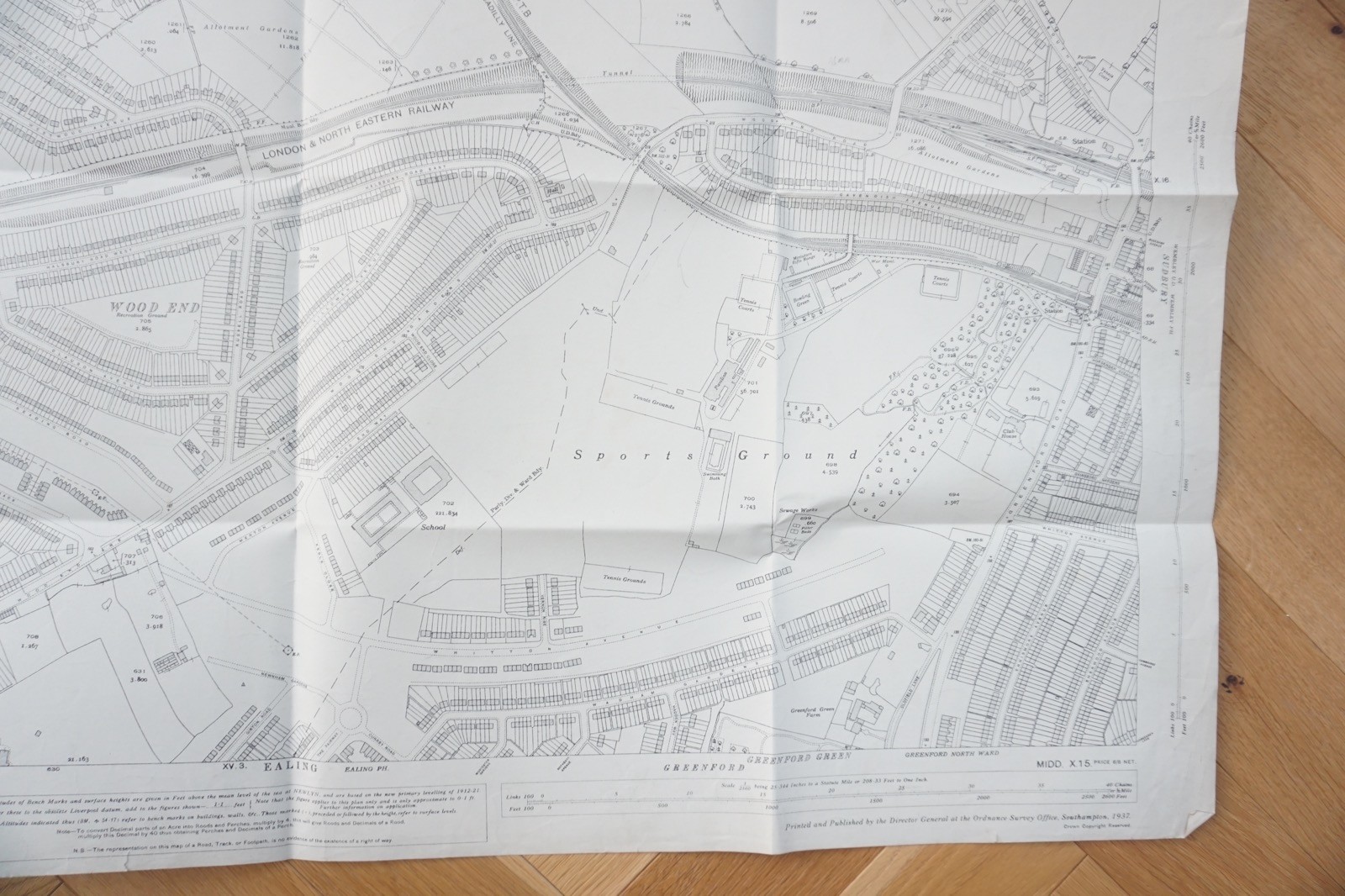 1935 South Harrow Northolt London LNER Railway OS Railway Map