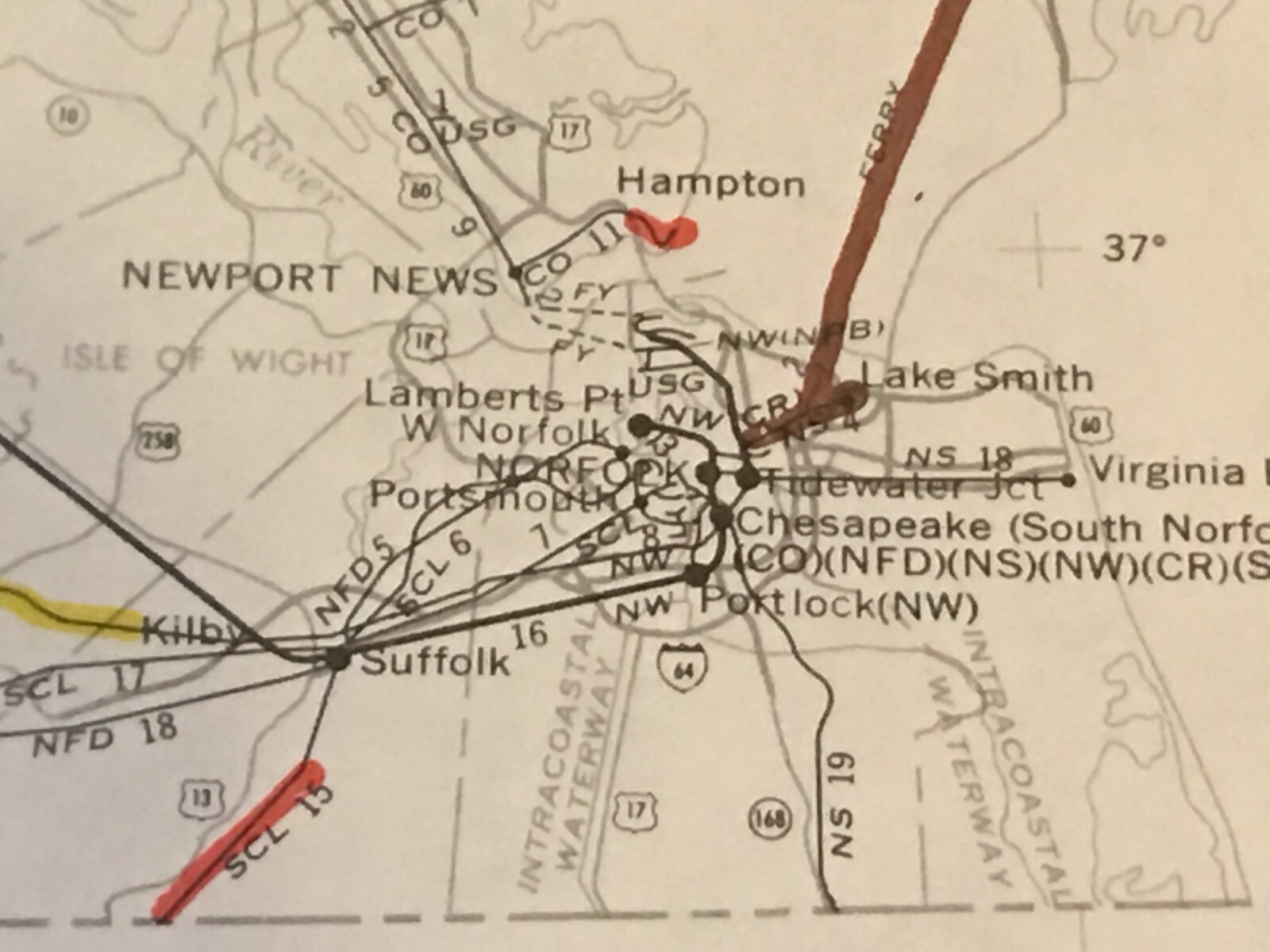 Vintage 1976 Delaware-Maryland-Virginia Railroad Transportation Map●FRA●11″x17″