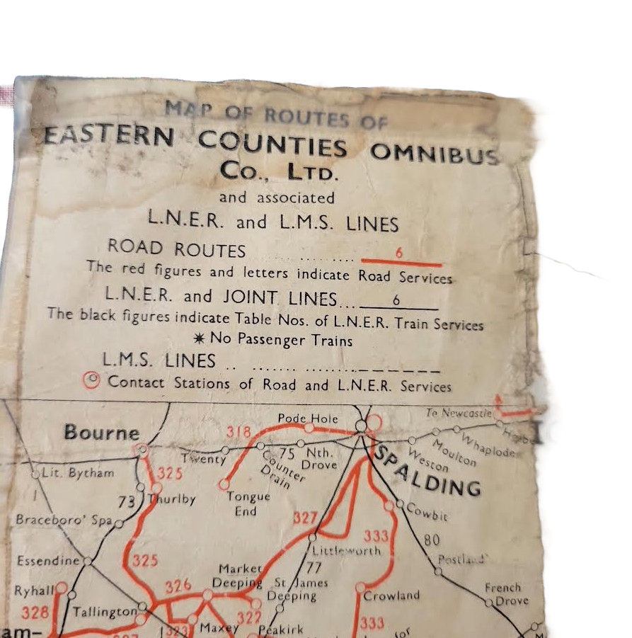 Eastern Counties Omnibus Co Ltd. 1931. LNER; LMS lines/Map. ORIGINAL