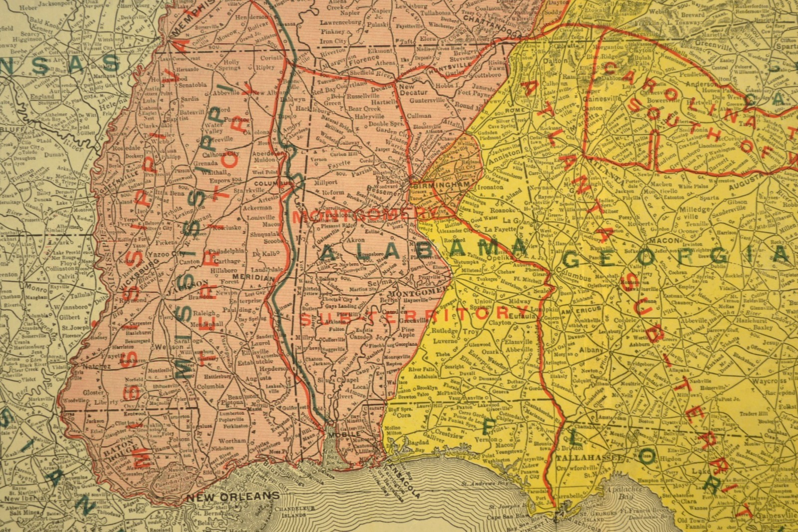 Southeast United States Map Railroad Freight Association Territories circa 1919
