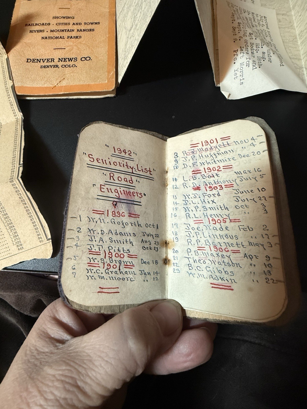 RARE 1940’s Railroad Map & Engineer/Fireman Senority List 1896-1942