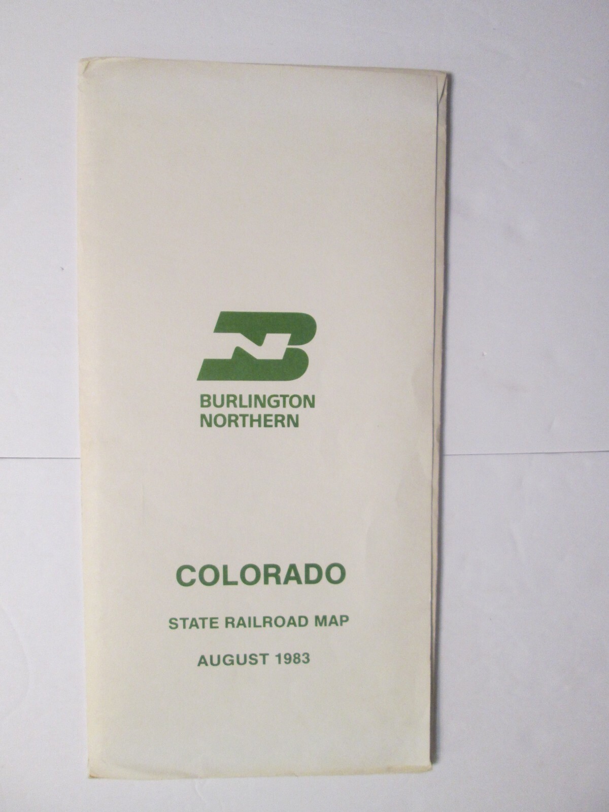 Large Burlington Northern State Railroad Map of Colorado 1983