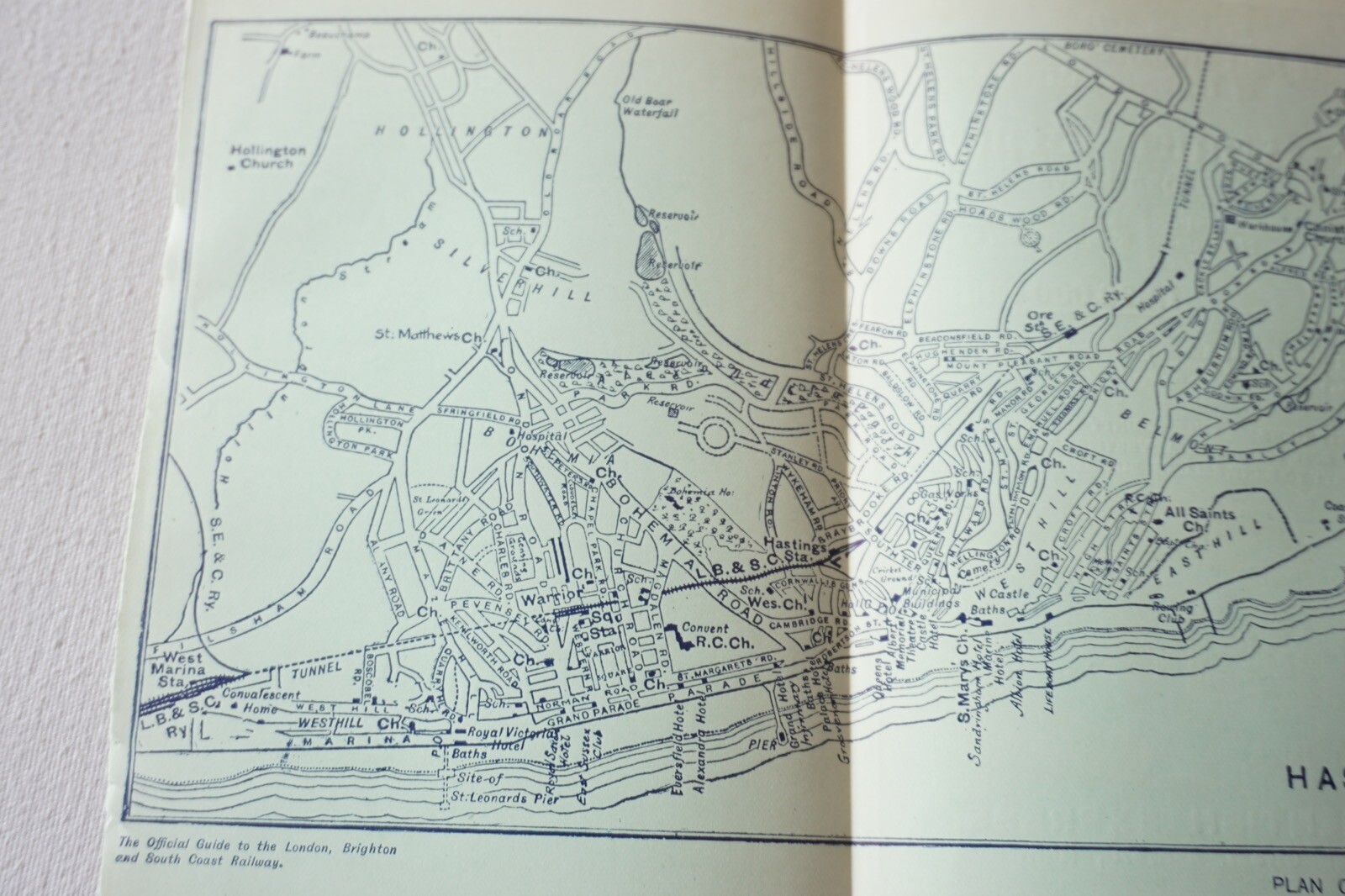 1912 London Brighton South Coast LBSCR Railway Map of Hastings VGC