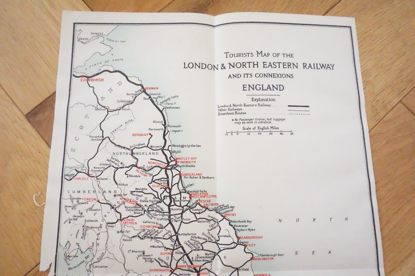 1930s LNER Connections Railway Map 38cm x 33cm