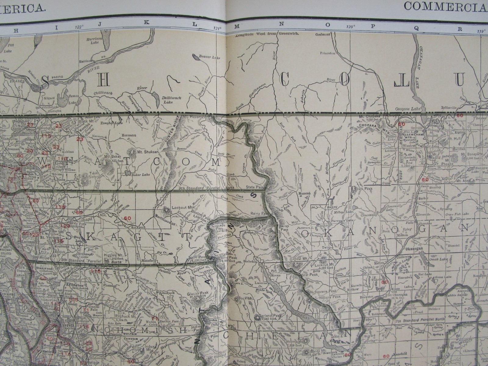 WA 1921 WASHINGTON State STEAM / INTERURBAN ELECTRIC RAILROAD / STEAMSHIP Map