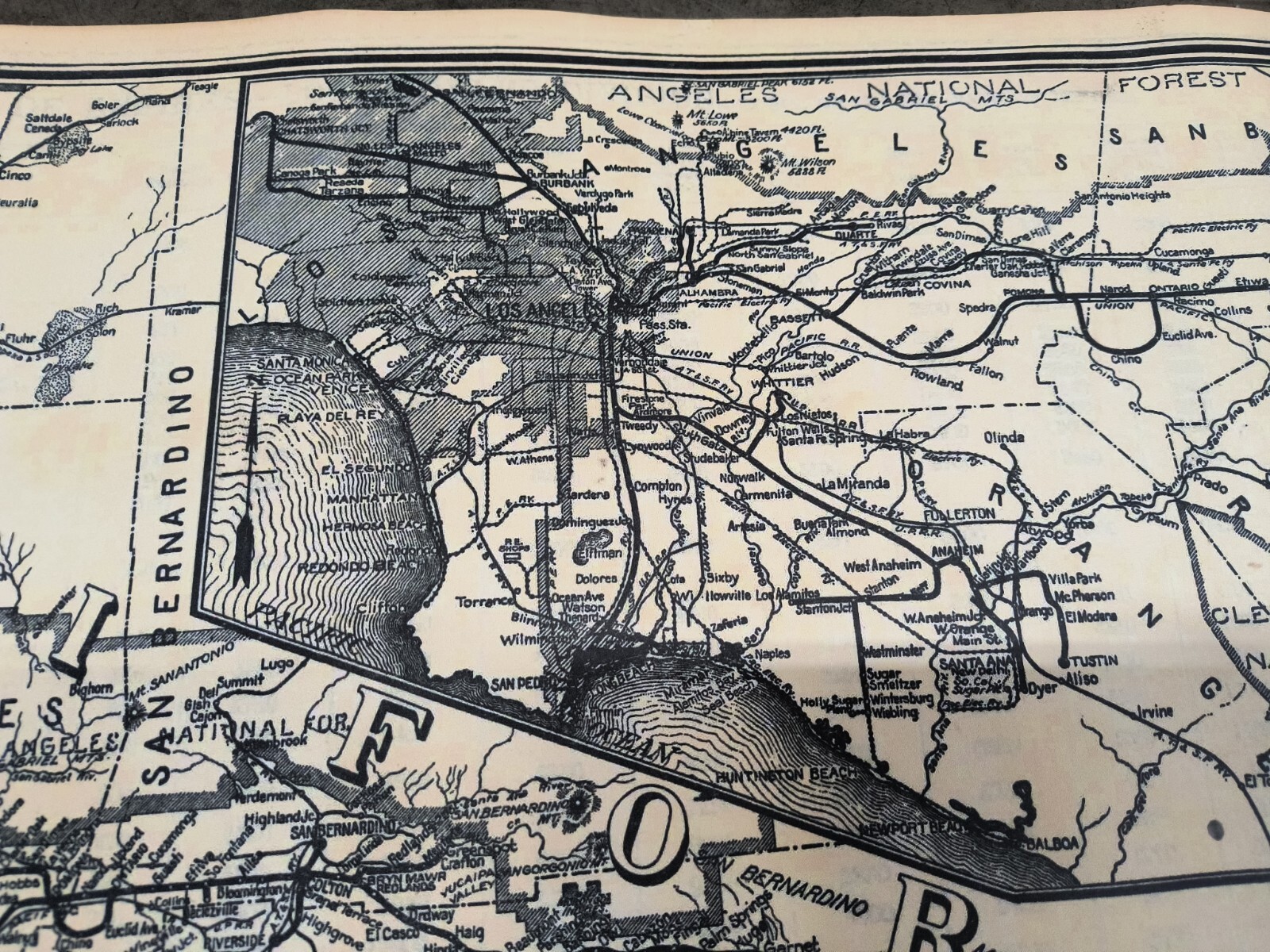 1918 Southern Pacific Railroad Los Angeles Division Map Wall Poster Decor