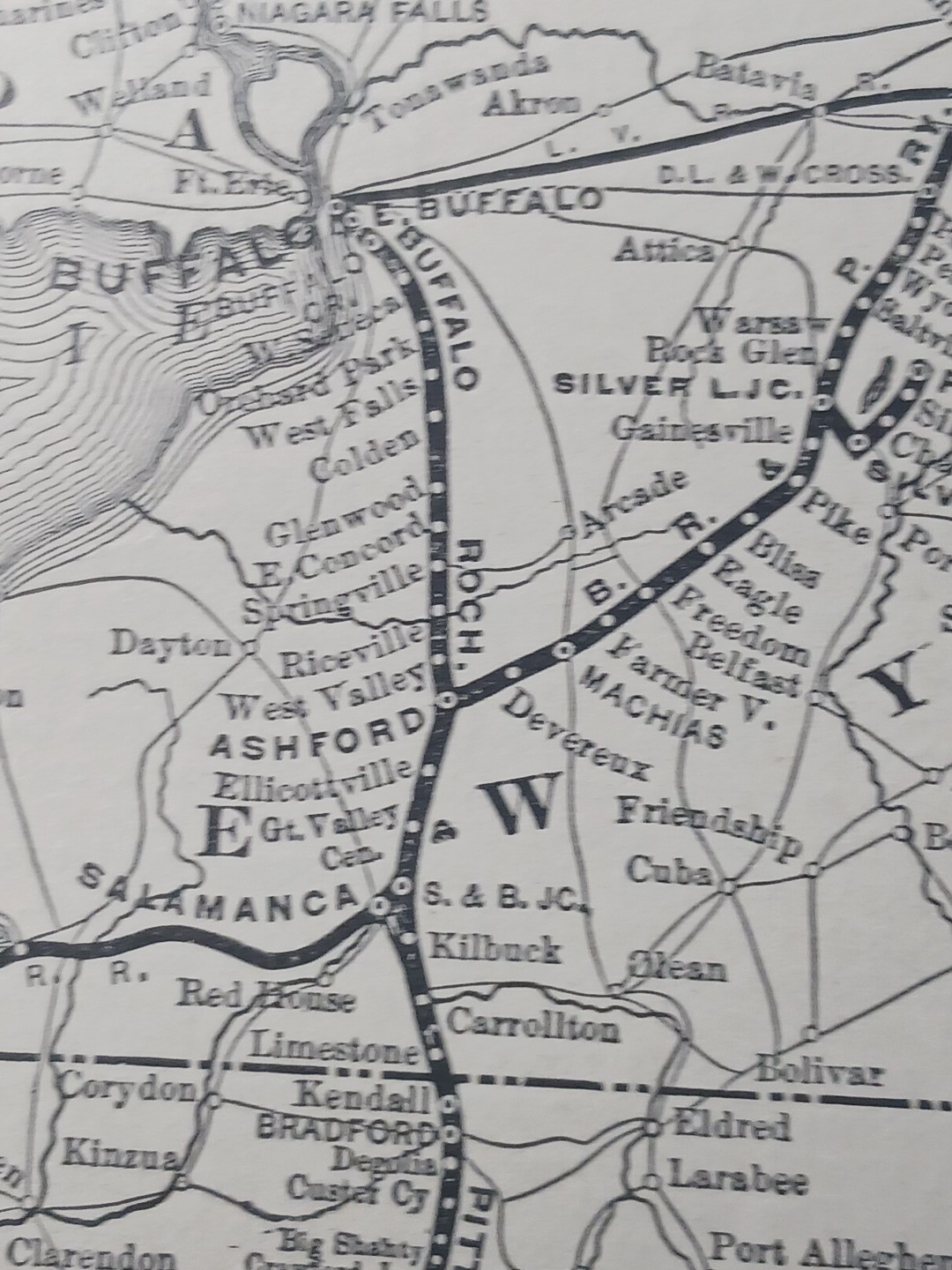 1901 Railroad Map BUFFALO ROCHESTER & PITTSBURGH RAILWAY all Train Route Lines