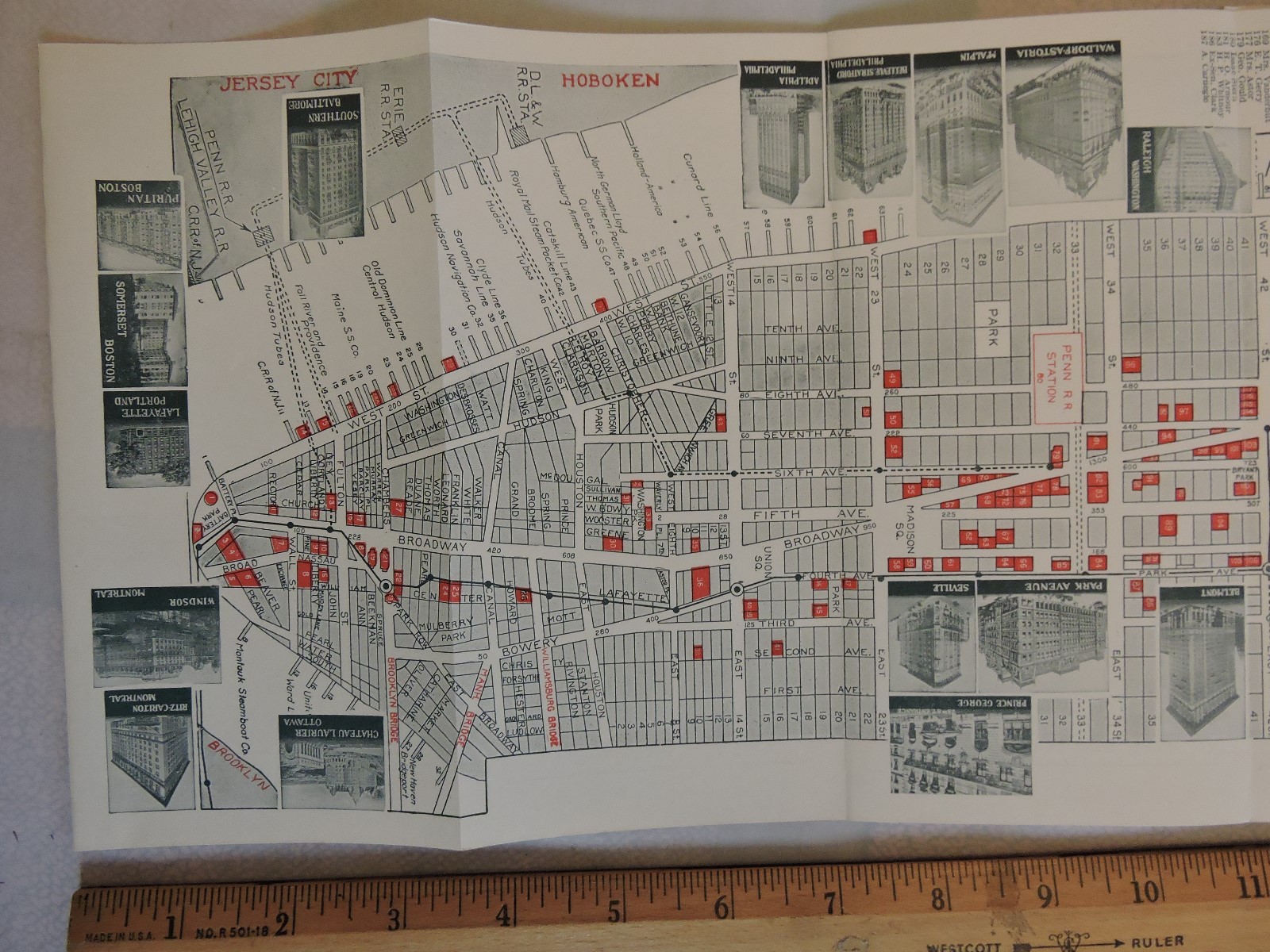 Rare 1912 New York City NYC Subway Map 24″ Hotel Bristol 42-p.