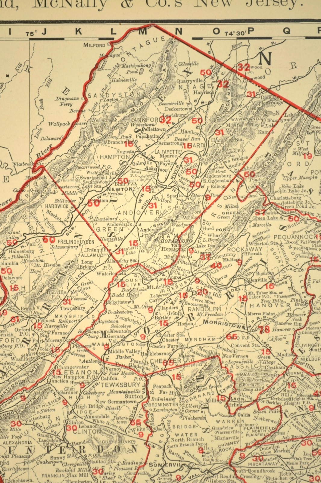 1901 Antique New Jersey Railroad Map Large Atlas West Jersey & Seashore RR DATED