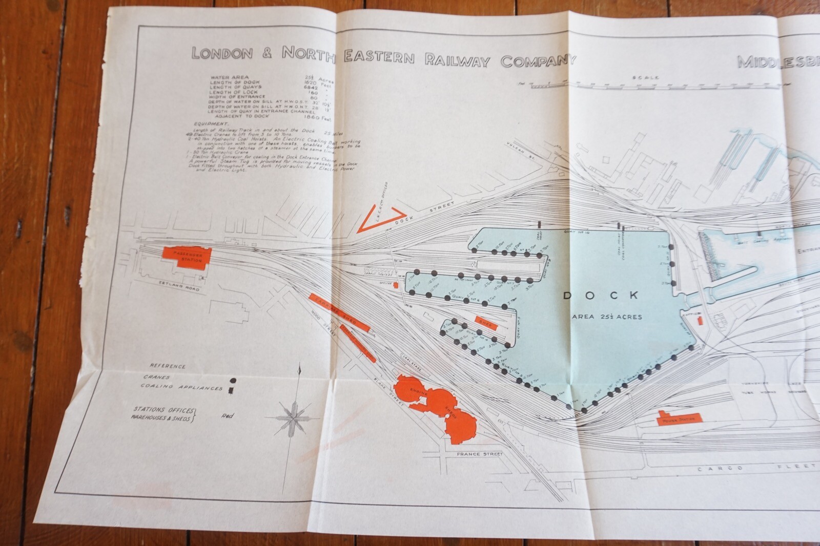 1934 LNER Middlesborough Docks Railway Plan Map