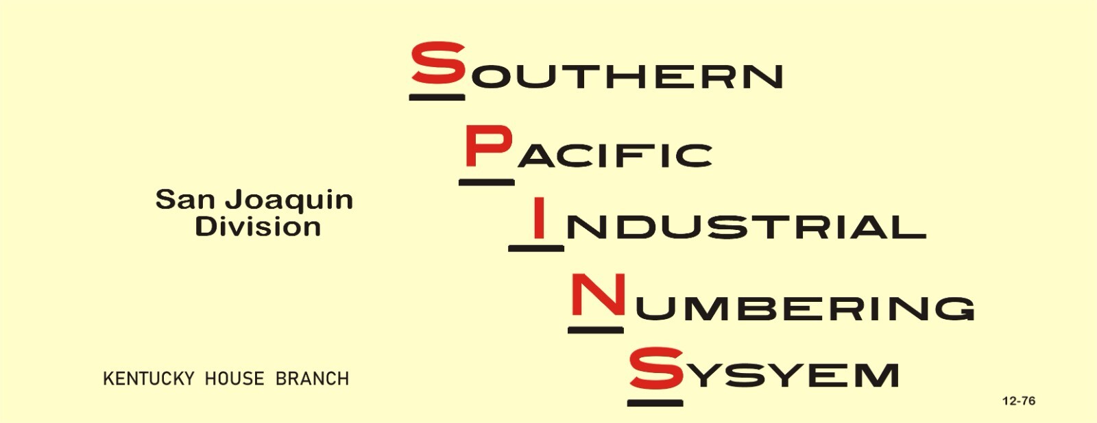 Southern Pacific RR 1976 Kentucky House Branch SPINS PDF pages on DVD