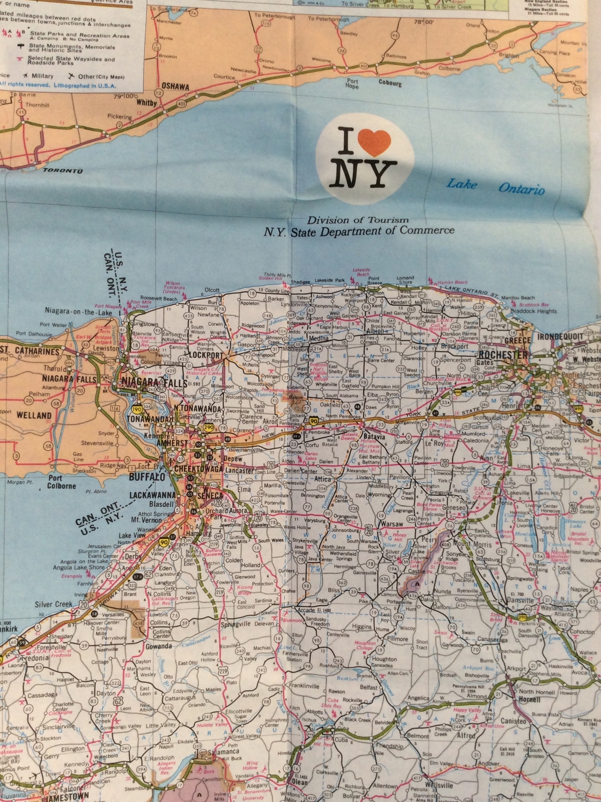 Vintage Sheet Map – I Love New York Tourism Map – USA – 1981
