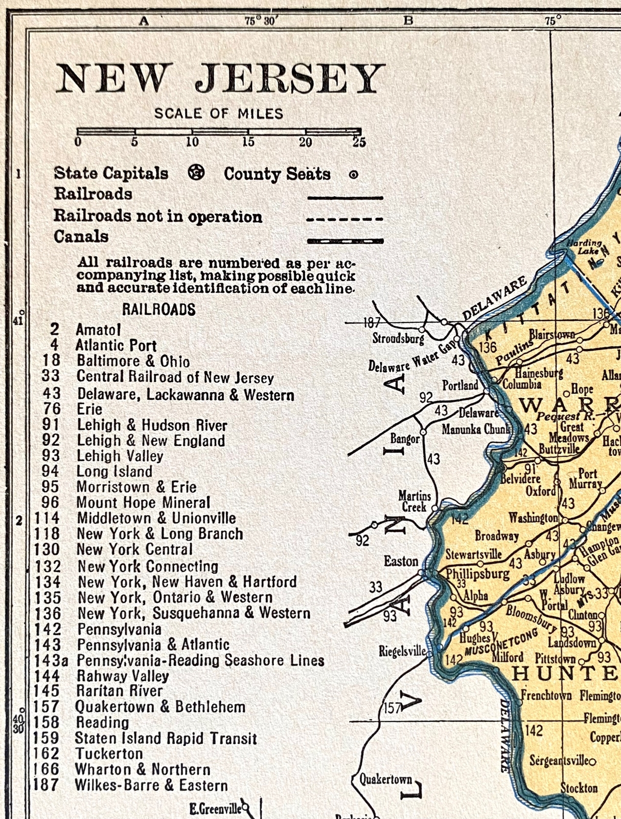 NEW MEXICO & NEW JERSEY c 1935 County & Railroad Maps. Hammond & Co. 9×12″