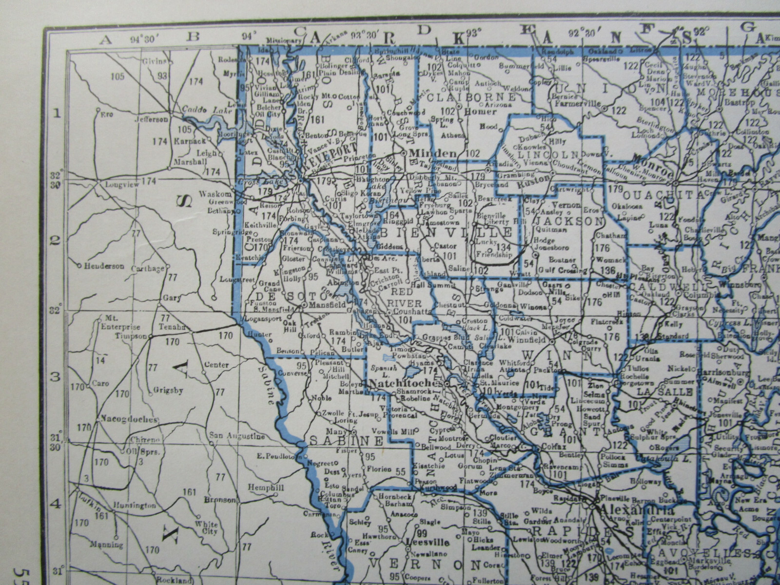 LA ME 1933 LOUISIANA RAILROAD Map GARYVILLE NORTHERN RR ~or~ MAINE. KNOX RR