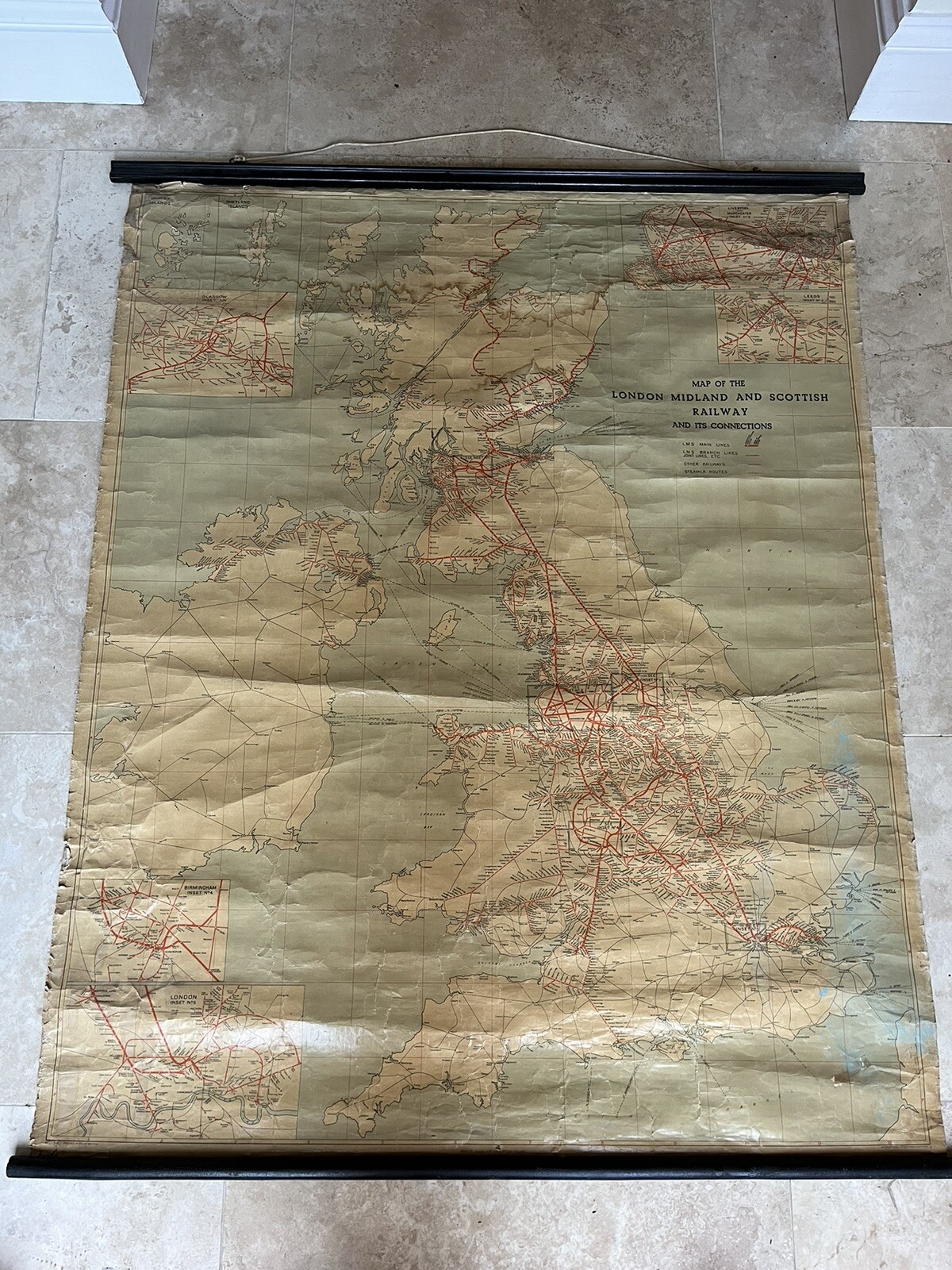Vintage – London Midland and Scottish LMS Railway Map – circa 1930s
