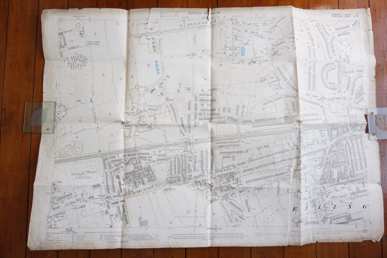 1894 Ealing Lindon Middlesex GWR OS Railway Map