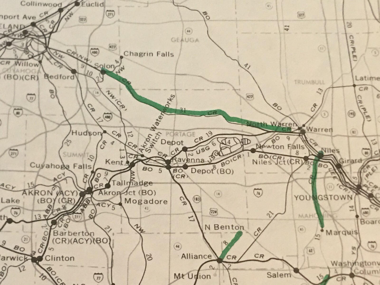 Vintage 1976 Ohio Transportation Map●Federal Railroad Administration●11″x17″