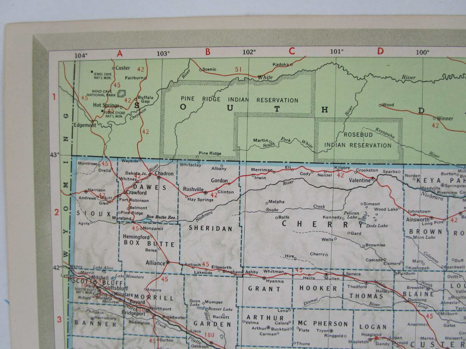 MT NE Mid Century 1950 MONTANA RAILROAD Map. ~or~ NEBRASKA