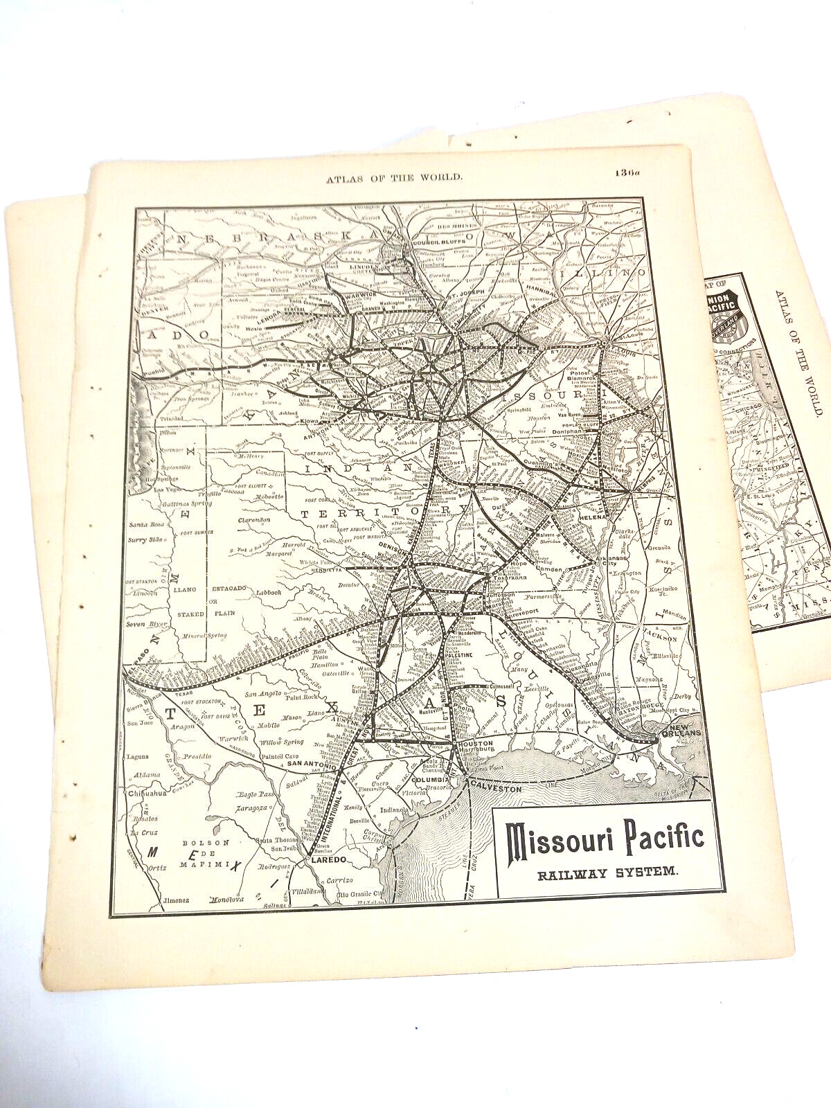 Antique Railroad Routes Maps Santa Fe Missouri Pacific Union Pacific Atlas page