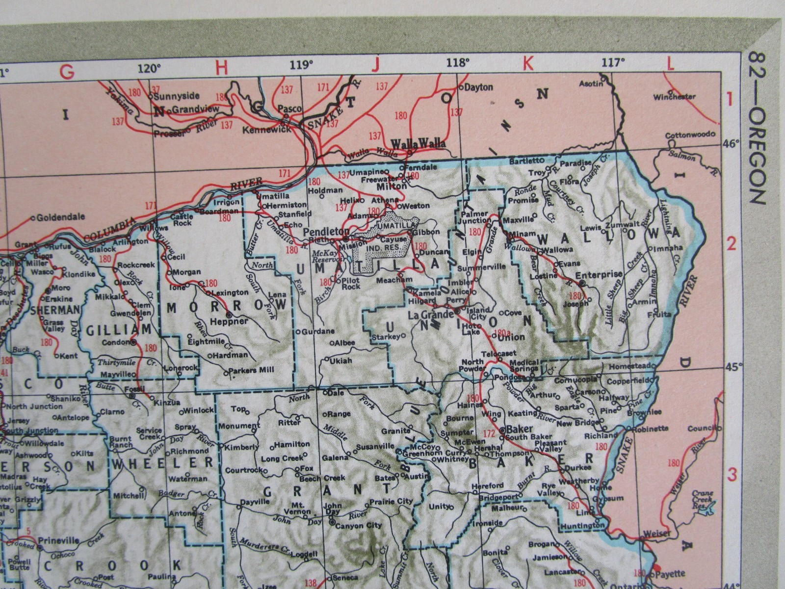 OR OK Vintage 1951 OREGON RAILROAD MAP. SUMPTER VALLEY RR or OKLAHOMA. OSAGE RR