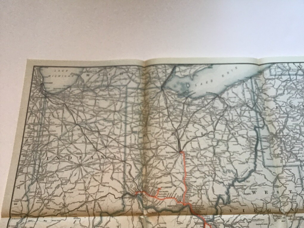 vintage railroad map: 22×32″ NORFOLK & WESTERN Railway 1913