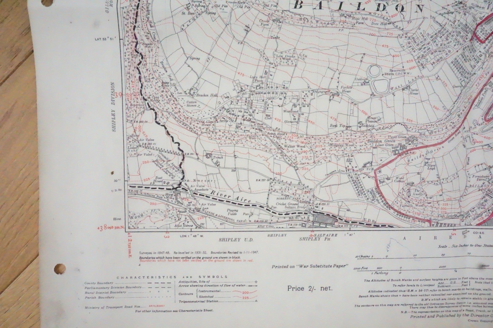 1938 Baildon Bradford Yorkshire LMS Railway OS Linen Map Ref 37 *