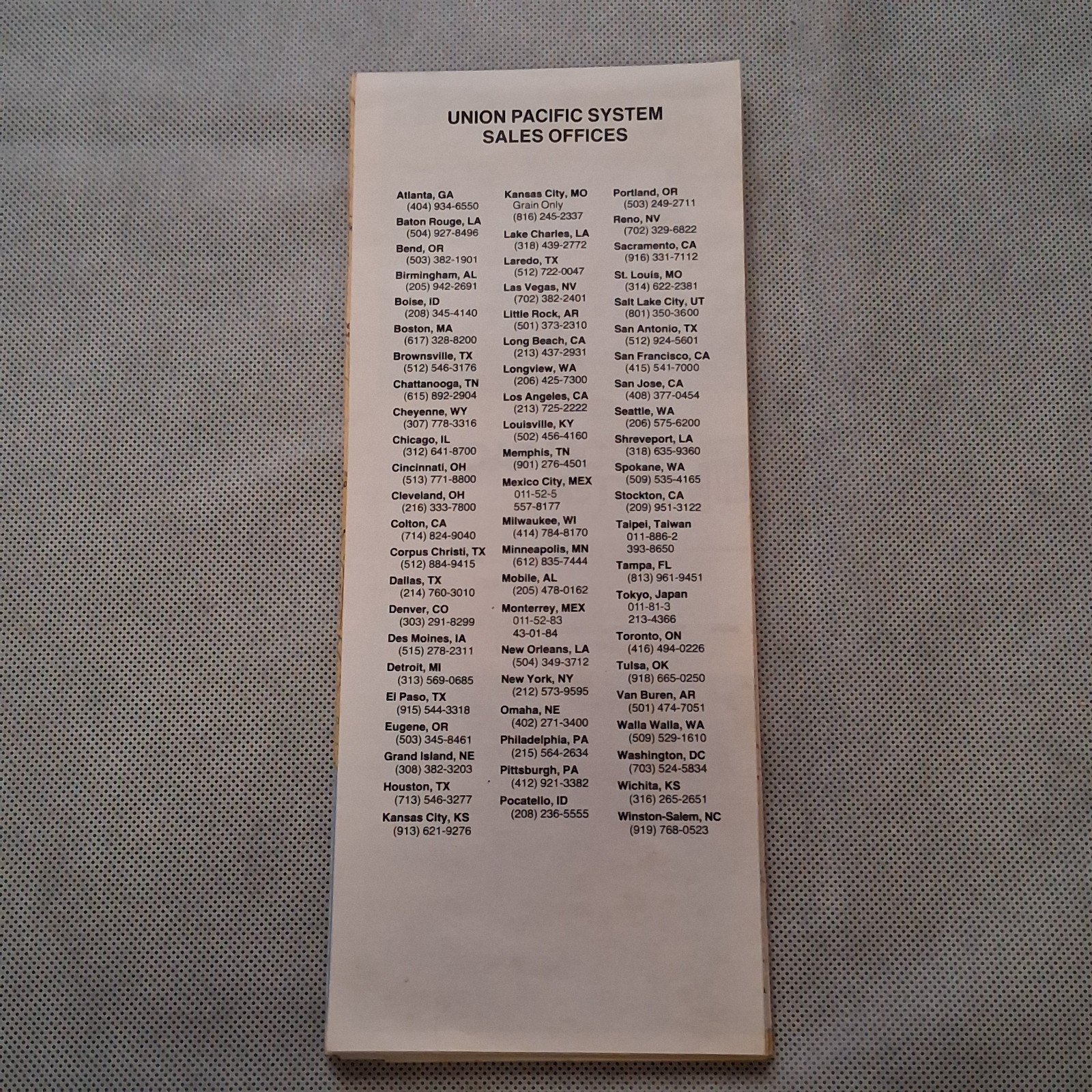1984 Union Pacific System Map 32″ x 20″ Open