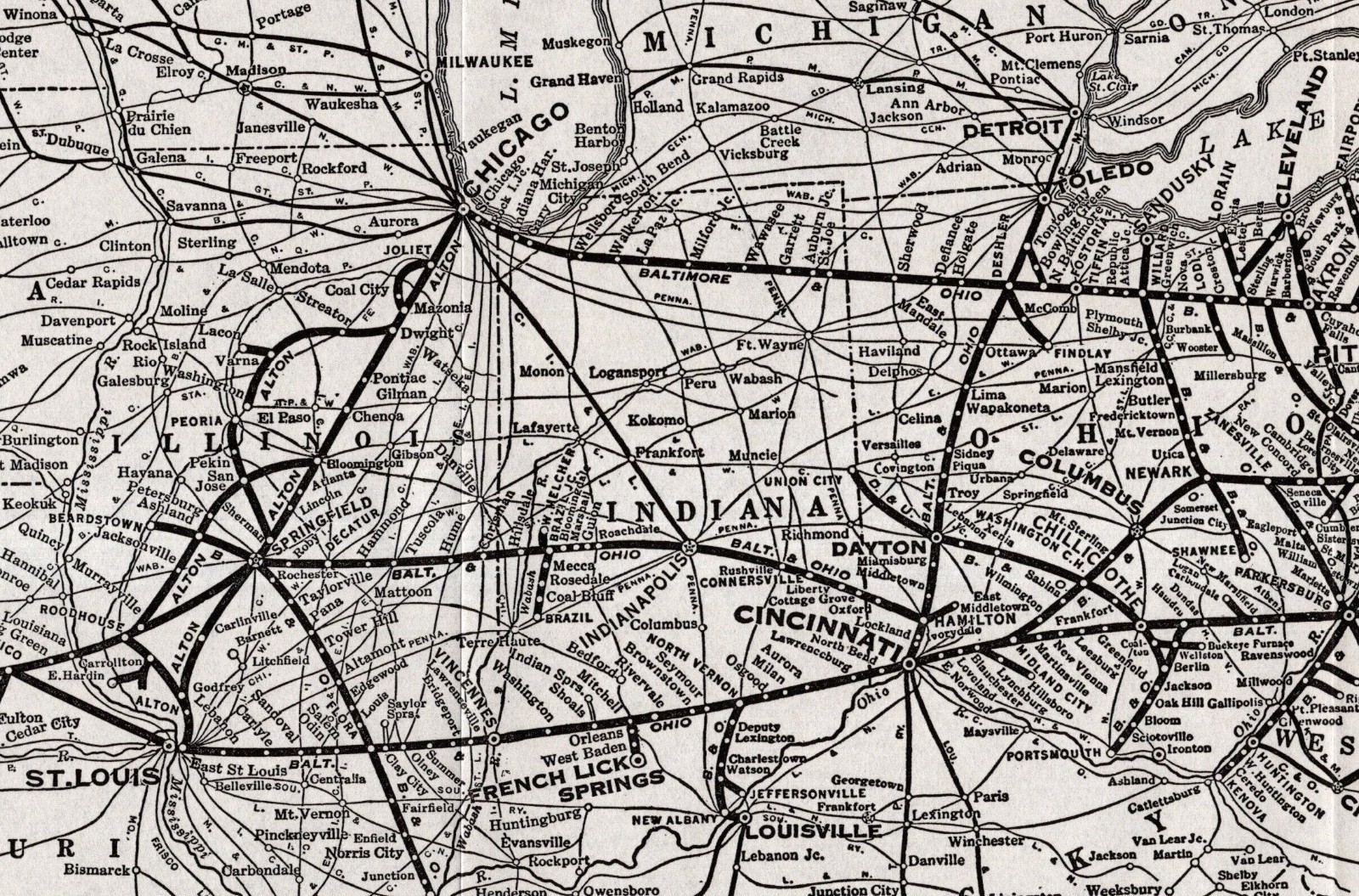 1939 Antique Baltimore & Ohio Railroad Map Vintage B & O Railway Map 2737