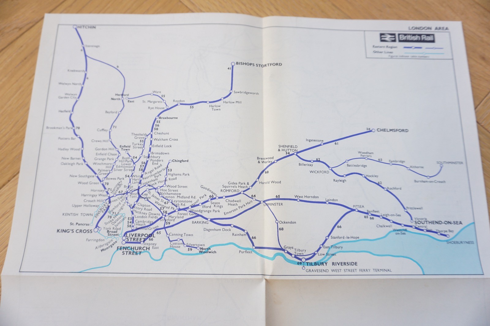 Aug 1967 Eastern Region British Rail Railway Map VGC