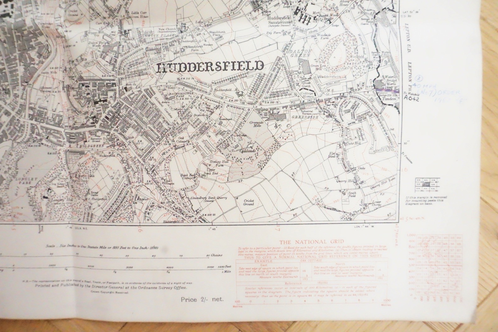 1938 Huddersfield Kirkburton Yorkshire LMS Railway OS Linen Map Ref 71 **