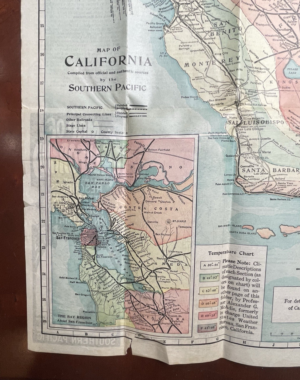 Southern Pacific Railroad Map of California 1917 with Resources & Attractions