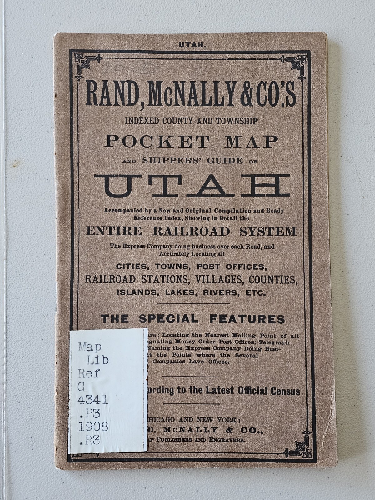 OLD RAND MCNALLY POCKET SHIPPERS GUIDE & RAILROAD MAP 1908 COLLECTIBLE TRANSPORT