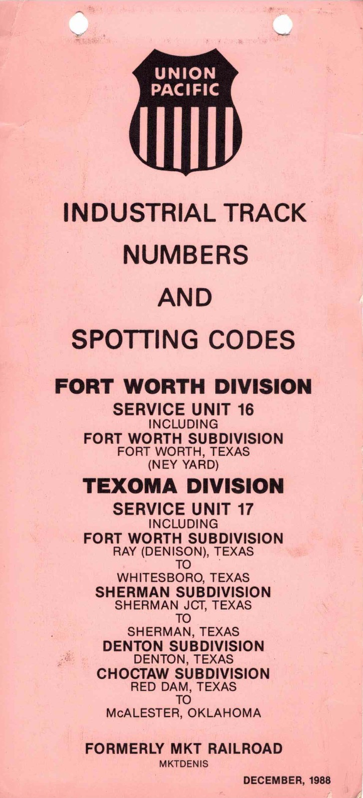 Union Pacific 1988 Ft Worth Unit 16 Texoma Unit 17 ZTS PDF pages on DVD