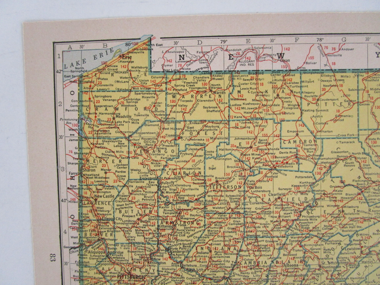 PA SC 1942 PENNSYLVANIA State RAILROAD Map. CORNWALL RR or SOUTH CAROLINA Map