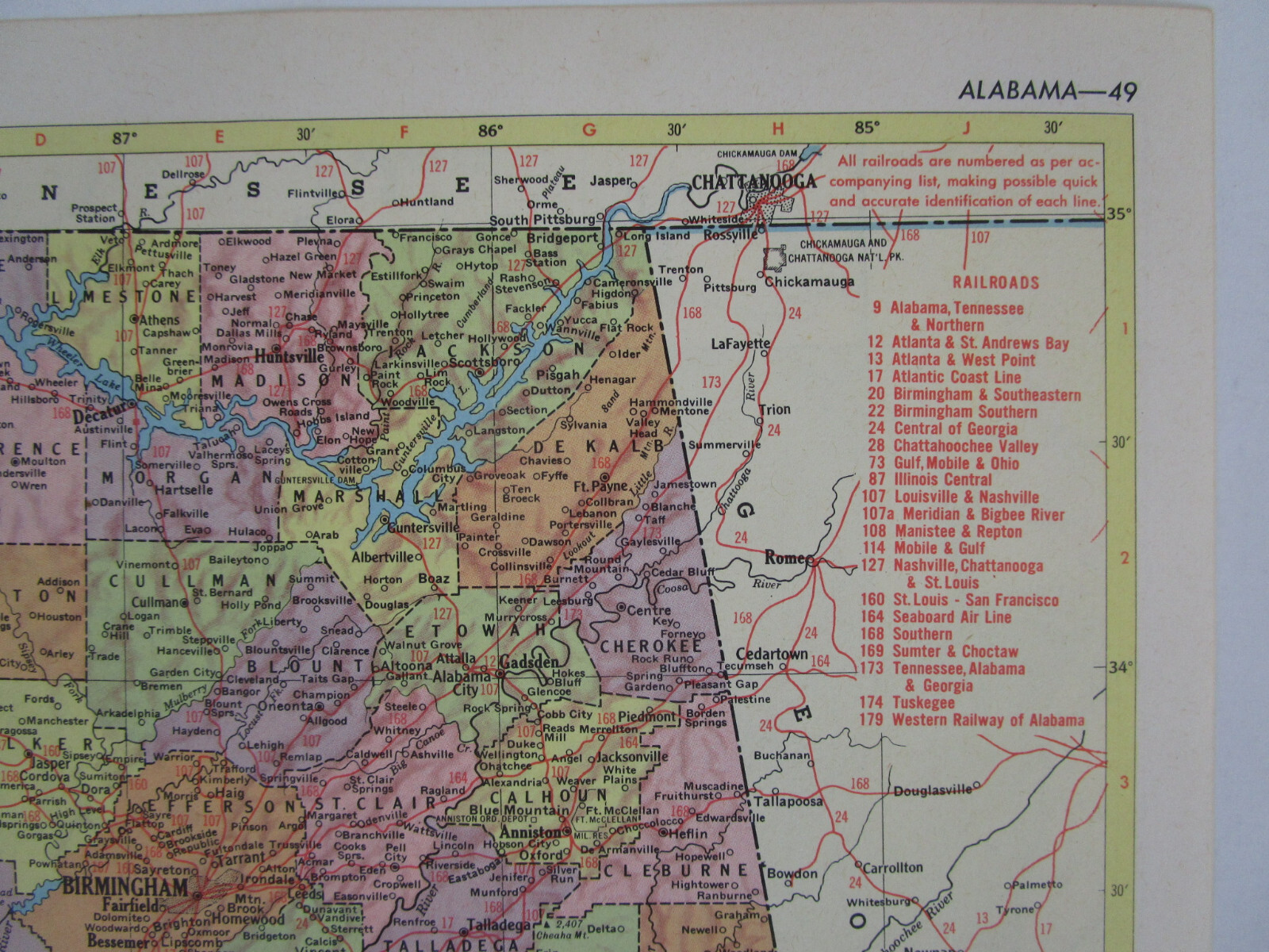 AZ AL 1959 ARIZONA Topographic RAILROAD Map APACHE RR ~or~ ALABAMA. TUSKEGEE RR