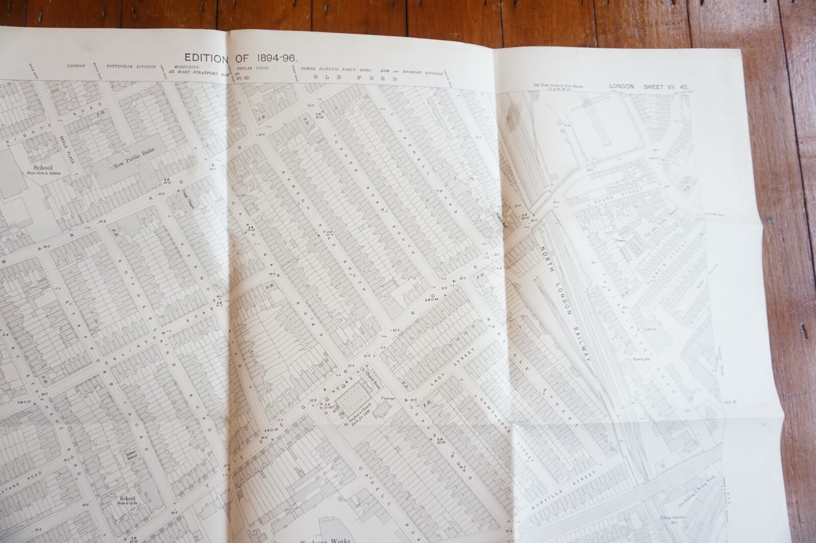 1894 Bow Road Station Coborn GER East London OS Railway Map