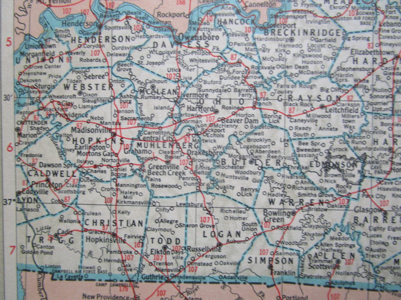 KS KY Vtg 1951 KANSAS RAILROAD Map KANSAS CITY SOUTHERN, CB&Q, ATSF or KENTUCKY