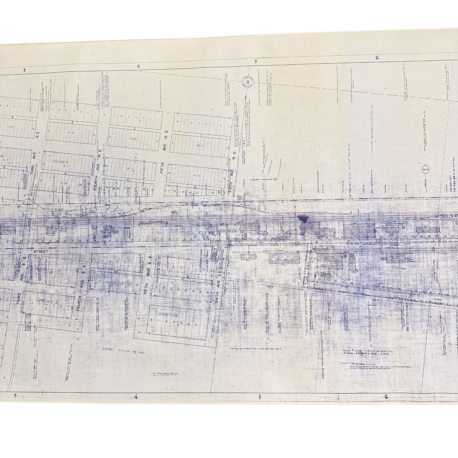 1954 Great Northern Railway Map Quincy Washington WA Blueprint Copy 84” x 24”