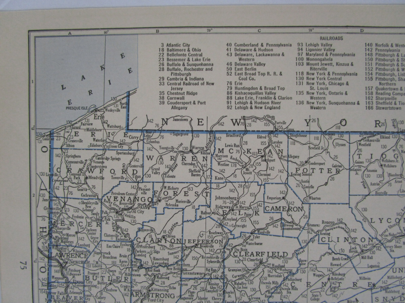 PA SC 1931 PENNSYLVANIA State RAILROAD Map or SOUTH CAROLINA Map