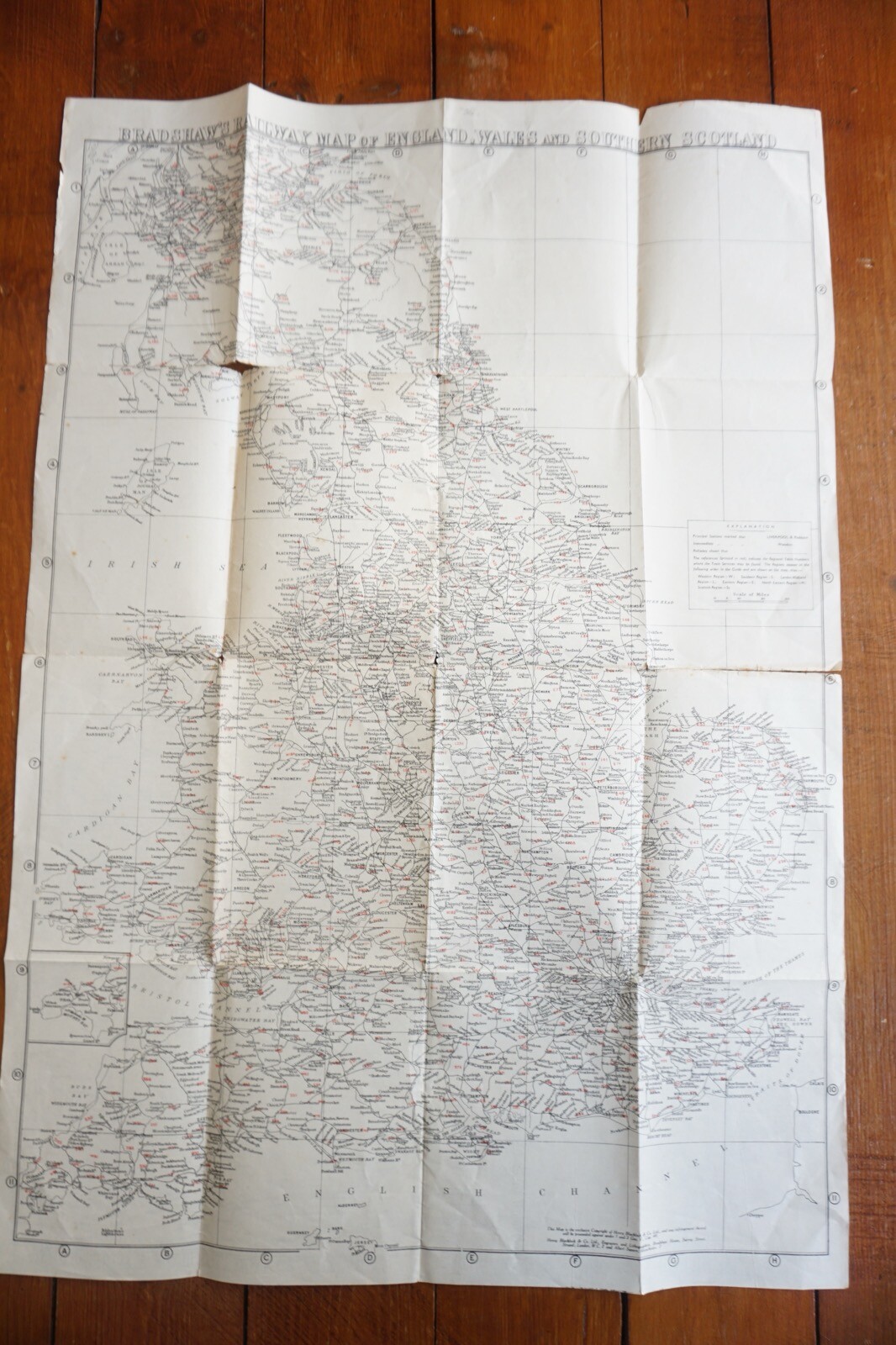 Bradshaws Map of England & Wales & Scotland Original Railway Map