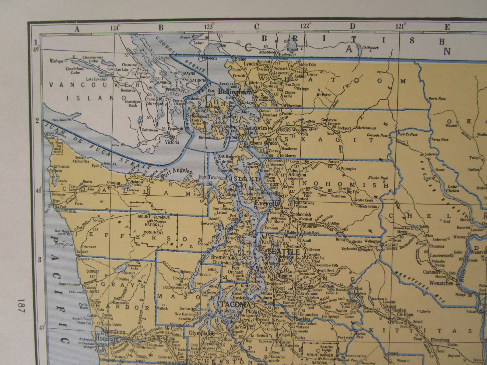 WA WV 1934 WASHINGTON State RAILROAD Map. Twin City RR or WEST VIRGINIA B&O PRR