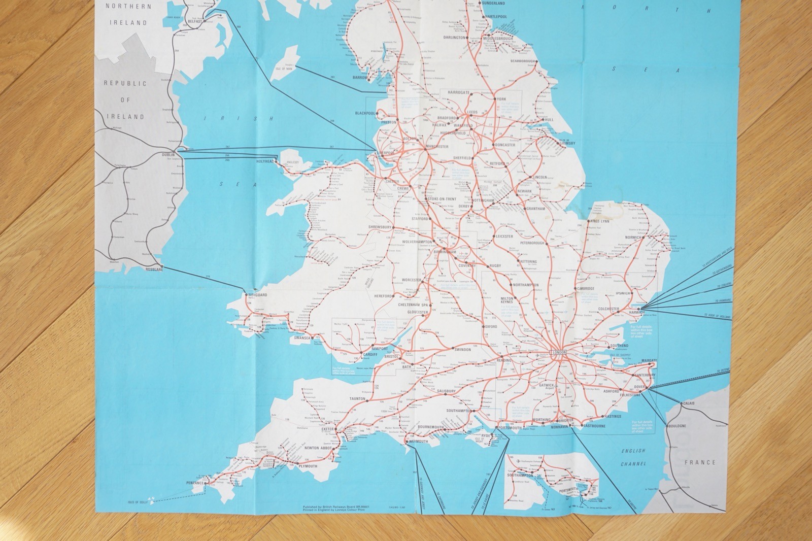 1987 – 1988 British Rail Passenger Network Railway Map