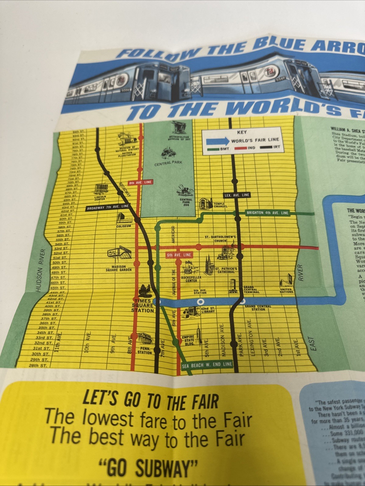 1964 NY Worlds Fair Subway Map New York City Transit Authority Vintage Original