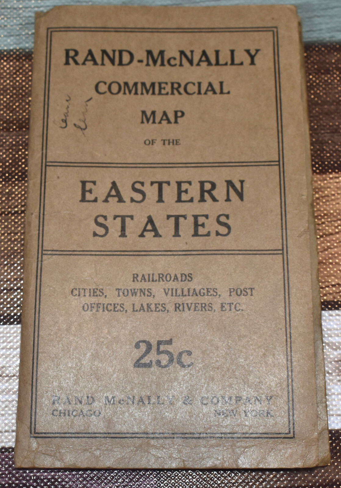 Vintage Early Rand McNally Fold Out Railroad Map of the Eastern States