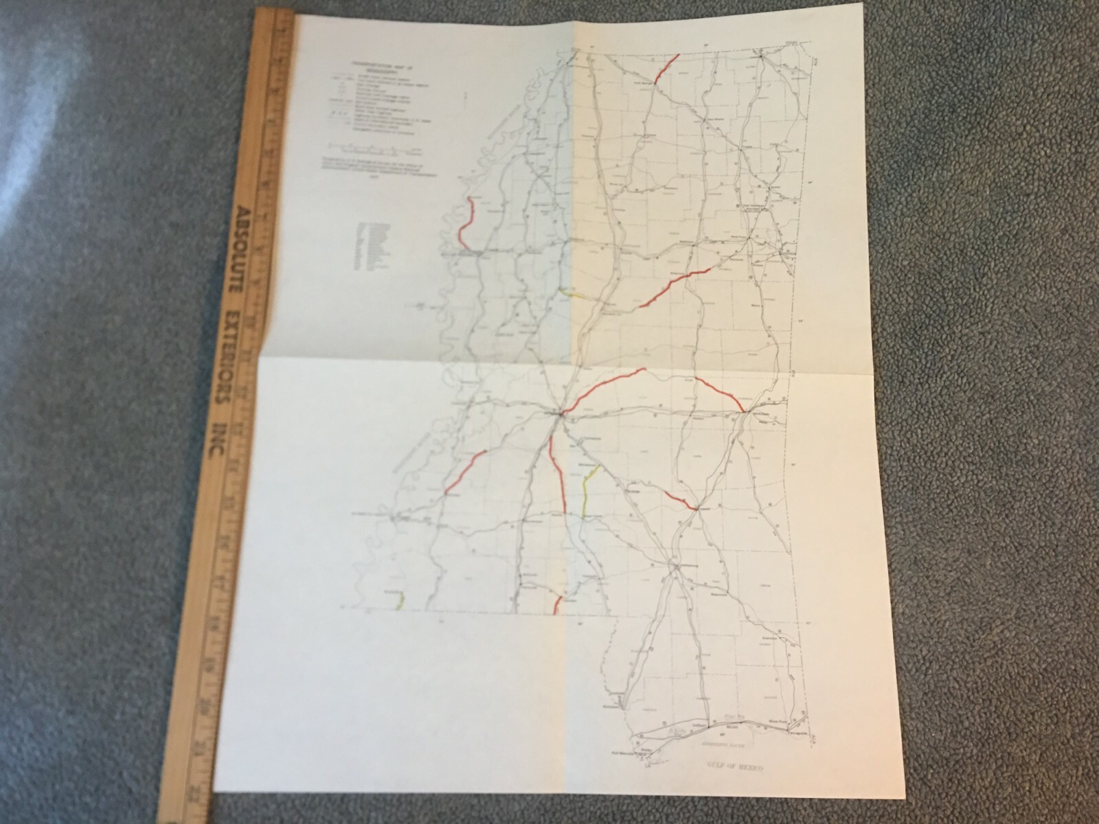 Vintage 1975 Mississippi Transportation Map●Fed’l Railroad Administrat’n●11″x17″
