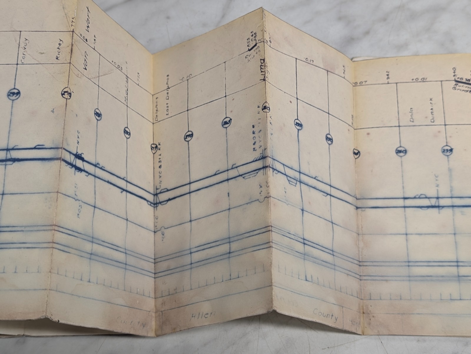 Pennsylvania Railroad Western Region Ft Wayne Division Main Line Track Chart ~6′