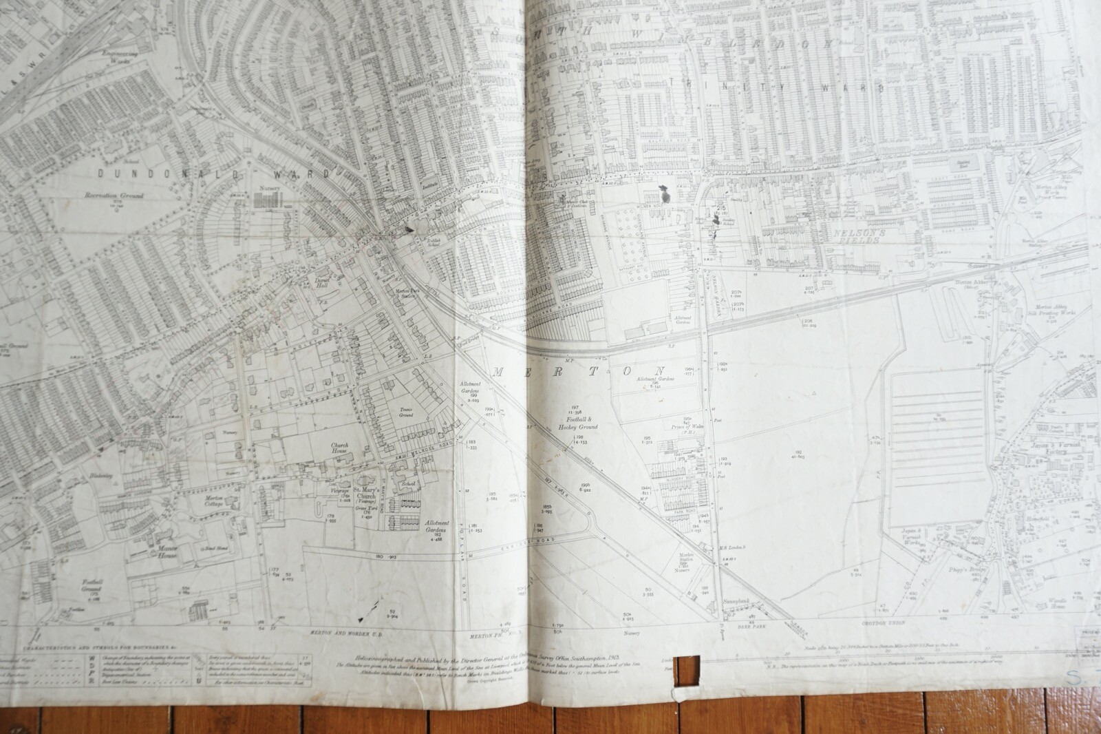 1913 Dundonald South Wimbledon Merton LSWR LBSCR Railway OS Map